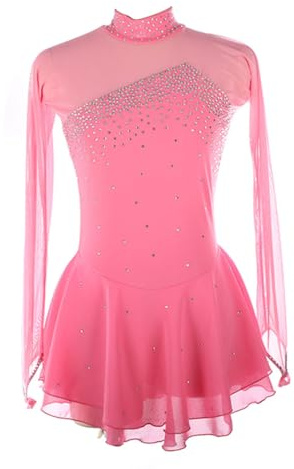 Yaaxinb Eiskunstlauf Kleid Damen Eislaufen Rollschuh Kleid Langarm Kürkleid Mit Rollkunstlauf Wettbewerb Gymnastik Leotard Turnanzug Tanzkostüm Ballettkleid Eisllaufkleid