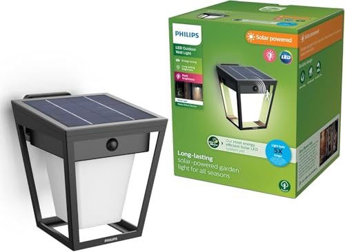 Philips Nissa Applique Murale Extérieure UltraEfficient avec Capteur, 3000 K, 250/25 lm, Noir