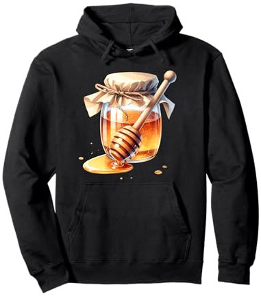 Pot à miel sucré avec cuillère rustique et charmant thé de l'après-midi Sweat à Capuche