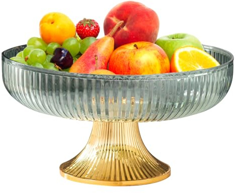 Hapivida Fruteros, Cesta de Frutas Multifuncional, Cuenco de Plástico para Servir Frutas, Cuenco Decorativo para Aperitivos y Postres de Frutas para Decoración de Mostrador de Cocina (fruta verde)