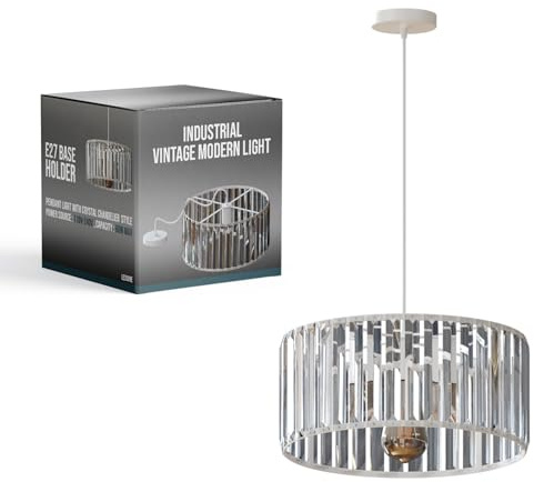 LEDSONE Clear Glass Chandelier Pendant Light Shade 30cm White Finish Industrial Ceiling Acrylic Crystal Chandelier Easy Fit Lampshades for Living Room Lighting Bedroom Kitchen Hallway