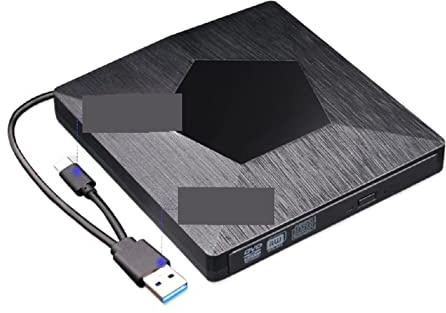 ZKLGS Lecteur DVD pour TV, Lecteur DVD Externe Lecteur Optique Lecteur de CD-ROM USB/Type C graveur de CD-RW graveur Lecteur enregistreur Portable for Ordinateur Portable pour Films en Famille