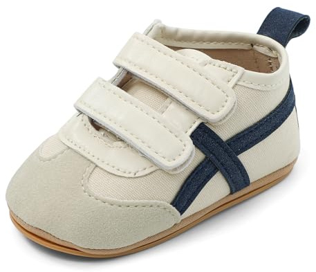 MASOCIO Babyskor pojke flicka första steg mjuka halkfria skor sneakers baby 3–18 månader, Beige 1, 6-12 mois