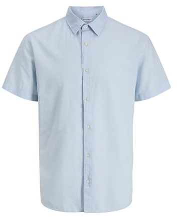 JACK & JONES Jjebreeze linneblandning skjorta S/S SN Pls, Celestial Blå, 4XL Herr, Himmelsblå, 4XL