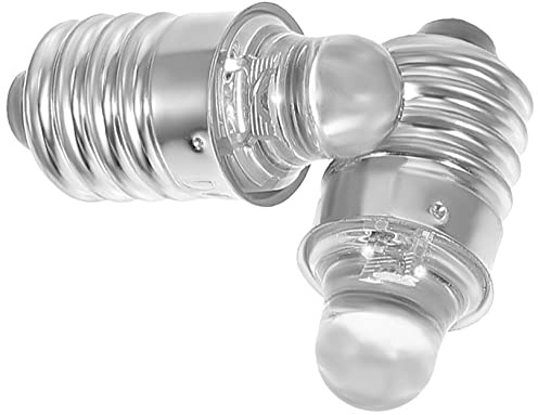 SEWACC 2pcs Screw Base 3V LED Flashlight Bulbs Mini Round Replacement Light Bulbs for Torch Compact Size for Camping and Emergency Use