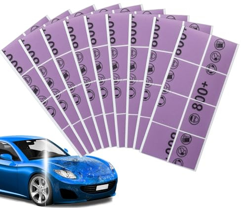 Papier abrasif pour voiture - Abrasif sec et humide - Grain 800+ - 72 pièces pour meubles de voiture