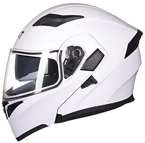Casque De Moto Modulaire en Fibre De Carbone Casque De Moto Rabattable Casque De Moto à Double Lentille Scooter Casque De Cyclisme Intégral Approuvé par Le Dot, CC08, M/57-58cm