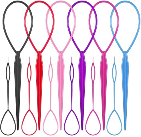 12 Stück Hair Tail Twister, Haar Tail Twister Band, Loop Tool Haare, Dutt Styler Haartwister Frisurenhilfe Zopfhalter, Schnell Spiral Flechten DIY Haar Styling Aid Werkzeug für Frauen Mädchen(6 Farbe）