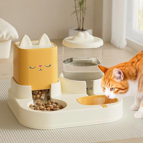 2-in-1 Automatic Dog Cat Bowls Large Capacity Cat Feeder and Water Dispenser Pet dog Feeding Station for Cats and Dogs Puppy Kitte