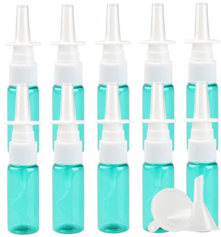 PQPAUTY 10 Pezzi Flacone Spray Nasale 20ml Verde, Spray Nasale Vuota in Plastica Riutilizzabile, Mini Nebulizzatore Spray Nasale per Uso Domestico e in Viaggio, Oli Essenziali, Soluzione Salina