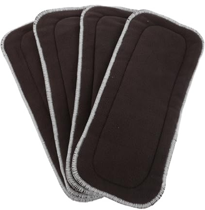 LRXIYODE 4pcs Diaper Inserts Washable Bamboo Charcoal Microfiber Liners Reusable Cloth Diaper Pads for Newborns Breathable Skin Protection Efficient Absorption