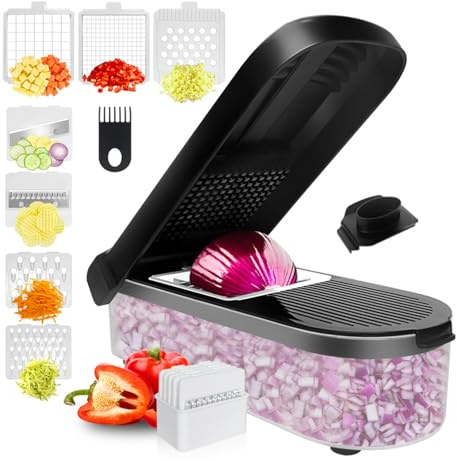 Cortadora de Verduras en Espiralizador – Cuchillas de Acero Inoxidable, Cortador en Espiral Multifuncional, Base Antideslizante, Mango de Fácil, Apto para Lavavajillas | Para fideos de calabacín