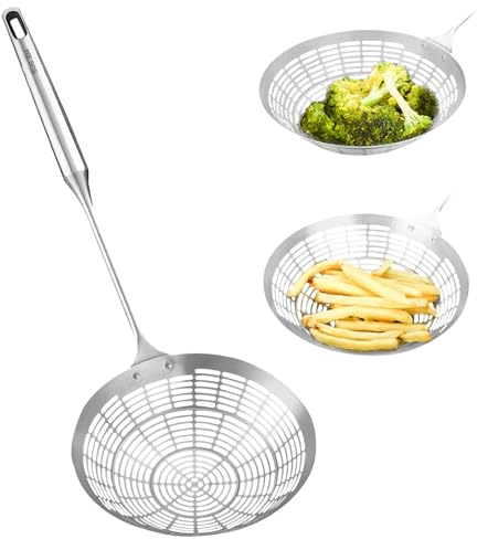 Cuillère écumoire de cuisine avec long manche, passoire en acier inoxydable, pelle à friteuse pour cuisine (M-45 x 16 cm)