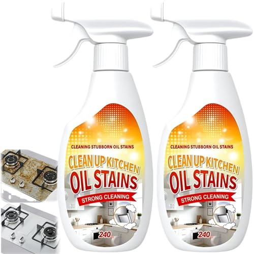 Heavy Duty Degreaser,Strong Oil Detergent Cleaner,Degreaser Kitchen Heavy Duty,Kitchen Spray,Multi-purpose Household Degreasers for Cleaning up Kitchens Oil Stains,Stain Remover for Range Hood (2PC)