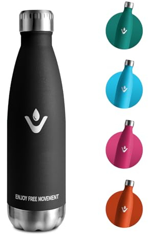 Botella Agua Termica 500ml, Botella Agua Acero Inoxidable sin BPA, Botella Termica con Doble Pared, Termo para Escuela, Oficina, Deporte