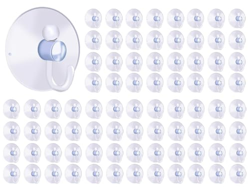 Abiyou Ventose con Gancio, 80 Pezzi Ganci a Ventosa in Plastica Trasparente, 4CM Ganci da Parete con Ventosa di Aspirazione, Ganci a Ventosa Trasparenti, per Cucina, Bagno, Vetro, Finestra
