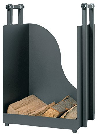 MS Beschläge® Holzkorb Holzwiege aus Metall Anthrazit beschichtet mit Rollen