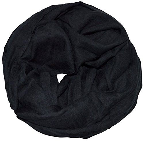 thb Richter Damen Loopschal Schlauchschal Rundschal unifarben einfarbig basic Frühling Sommer Uni Farben (Schwarz)