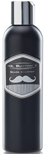 Champú para barba Mr. Burton's classic – nueva consistencia mejorada, 200 ml con aceite de argán pantenol y vitamina E y el aroma distintivo, adecuado para el aceite de barba y bálsamo de barba