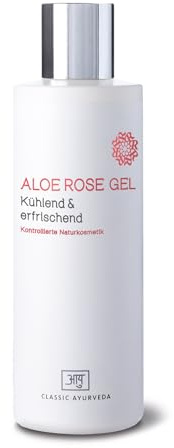 Classic Ayurveda – ekologisk aloe ros gel – naturkosmetik – 200 ml – kylande och uppfriskande, perfekt för känslig hud