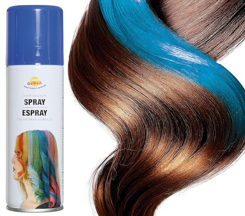 FIESTAS GUIRCA | Haarspray zum Schminken (125 ml) - Farbiges Spray für Halloween-Kostüme, Karneval, Geburtstagsfeiern und andere Festlichkeiten - Für alle Nutzer