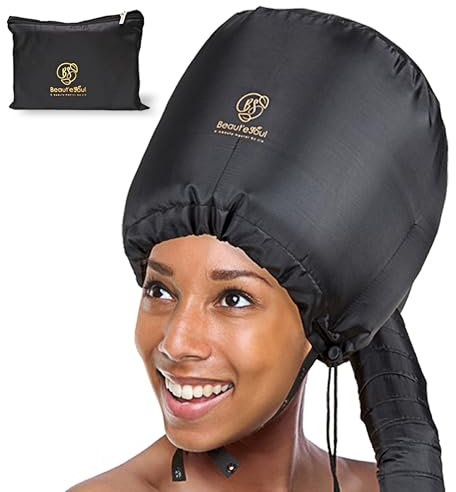BEAUT'E SEOUL Bonnet Hair Dryer Attachment – Large Soft Hood for Handheld Blow Dryers, Deep Conditioning Cap for Natural Curly Hair, Quick Drying & Hair Treatment