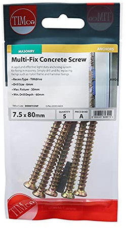 TIMCO Tornillos de Concreto Planos Avellanados Oro - 7,5 x 60