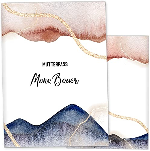 OLGS Mutterpasshülle Glamour Splash | Stylische Mutterpass Hülle Schwangerschaft Geschenkidee personalisierbar mit Namen - Schutzhülle für den deutschen Mutter-Pass personalisiert, Splash-08