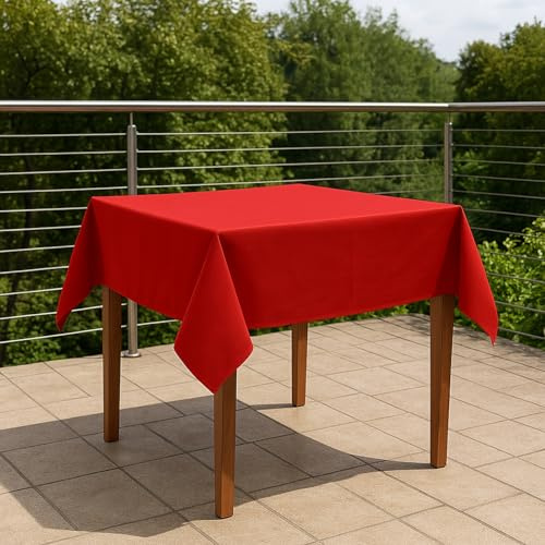Premium Tischdecke Teflon beschichtet - Tischtuch, Outdoortischdecke, Gartentischdecke, Garten, Terrasse, Outdoor, Wetterfest, Schmutzabweisend, Wasserabweisend (130x190 cm, Rot)