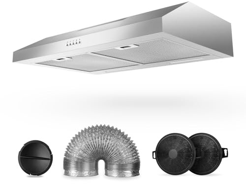 600 CFM 30 Inch Range Hood, Under Cabinet Range Hood for Ducted/Convertible Ductless, Stainless Steel Stove Vent Hood with Fan