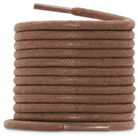 WEGOODZF Round Waxed Cotton Shoelaces: 2 Pairs 3.5MM Thick Wax Shoe Laces | Formal Dress Shoelaces, for Men Women, Business Shoes, Boots