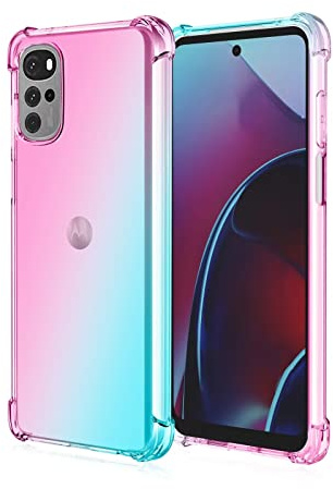 HONLEN Funda para Motorola Moto g22 Carcasa, (6.5 Inches) Gradiente Transparente TPU Silicona Case, Protección de Esquina Mejorada Cover Rosa Verde