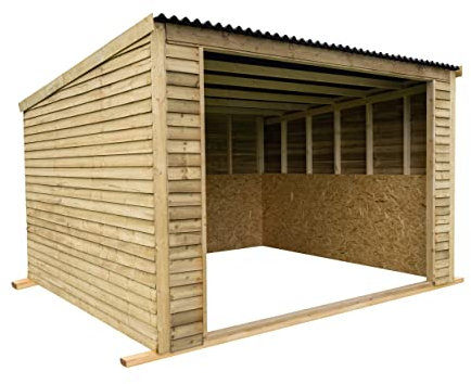 Arbor Garden Solutions 12ft x 12ft Open front mobile animal field shelter, pent roof shed/stable with skids for horse (Without assembly service)