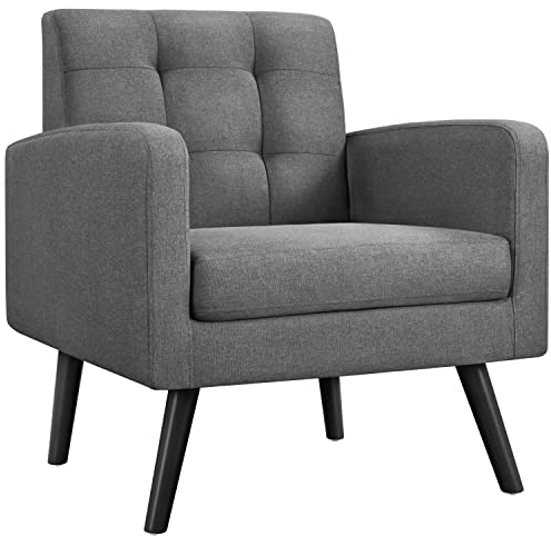 Yaheetech Ohrensessel Sessel mit Armlehnen, Bequem und Modern, Fernsehsessel Relaxsessel Wohnzimmer Clubsessel Sofa 136 KG belastbar Dunkelgrau