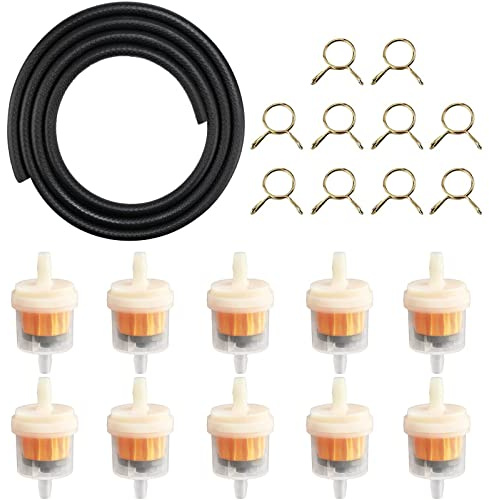 Motorrad Kraftstofffilter Schlauch Kit Benzinschlauch Kit 1 Meter 8mm Kraftstoffleitung 10 Stück Benzinfilter 10 Stück 8mm Schlauchschellen Für Rasenmäher Auto Motorrad Roller Mofa Diesel Moped