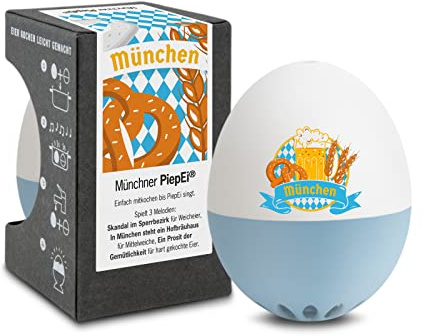 Münchner PiepEi - Singende Eieruhr zum Mitkochen - Eierkocher für 3 Härtegrade - Bayerisches Geschenk mit Münchner Liedern - Lustiges Kochei - Musik Eggtimer - Brainstream