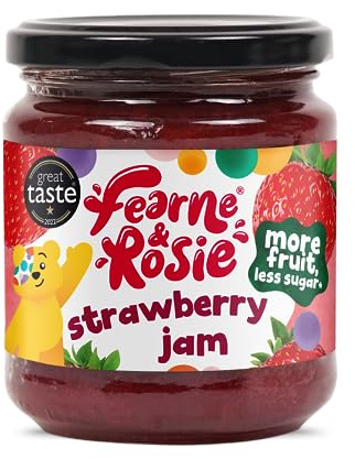 Fearne & Rosie Strawberry Jam, Award Winning, More Fruit & 40% Less Sugar, Vegan Friendly, Gluten Free, 100% Natural Ingredients, No Palm Oil, No Concentrates & B Corporation Certified 310g Jar