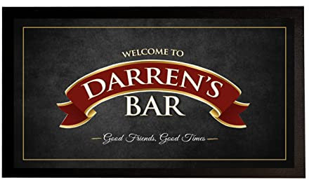 Artylicious Tapis de bar personnalisé – Ruban rouge gris grunge Home Bar Runner Mat Cadeau