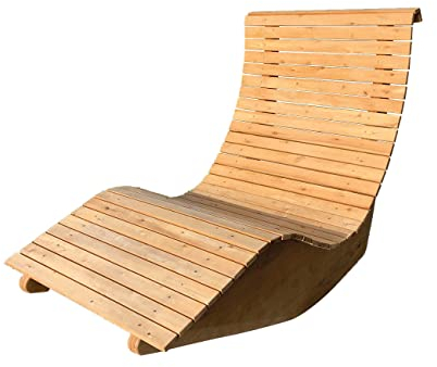 Miller Holz Liege Ergonomisch mit Wipp-Funktion, Gartenliege geschwungen, Outdoor Holzliege für Garten, Relaxliege (Breite: 90cm)