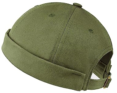 Zylioo XXL Docker Cap Docker Gorro para Gran Cabeza Grande Watch Cap Trawler Marinero Sombrero de Puerto Gorro sin Brimless Beanie Gorro, Verde militar., L/XL