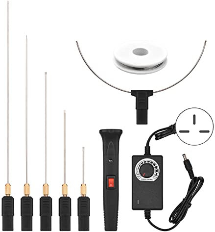 HUIOP 24W Electric Foam Cutter Kit with 5 Straight s & 1 Arch Adjustable Temperature Portable Foam Cutting Pen Hot Wire Cutter Styrofoam Cutting Tool Engraver