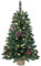 Pre-lit Mini Christmas Tree 90cm/3ft,121 Branches Tips Artificial Pine Xmas Tree with 70 LED Lights & 11 Red Berry & 11 Pinecone Burlap Base Decorate for Tabletop