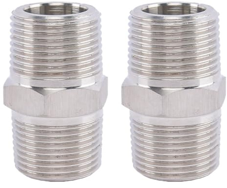 BZKSER 2pcs Conector de Manguera de Ducha- extensión de Manguera de 1/2 Pulgada de Acero Inoxidable Macho a Macho, conexión de tubería roscada,Racor Doble de Acero Inoxidable Rosca Macho Roscado