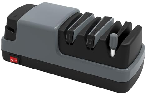 Affilacoltelli Elettrico, 4 in 1 Arrota Coltelli, Con Abrasivi Diamantati Al 100% E Guide Angolari Di Precisione Affilacoltelli Professionale Elettrico,Gray