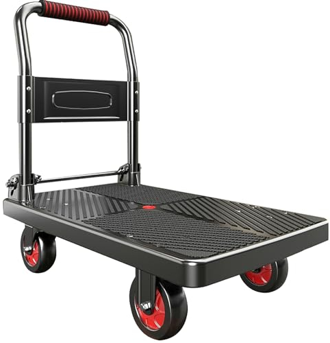 MINGYIHUI Plattformwagen Klappbarer Trolley, Multifunktionale Aluminium-Trolley-plattform, 4 Räder, 150 Kg. Robuster Trolley Für Auto, Haus, Büro, Gepäckabfertigung Sackkarren(Size:72 * 48)