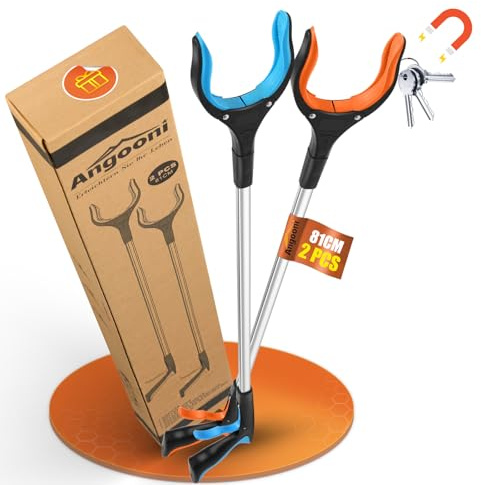 Angooni 2 Stück 81 cm Greifer für Senioren - Greifzange Müllzange - Drehbar Müllgreifer - Greifer Kinder - Verbesserter Langlebiger Greifzange für Müll