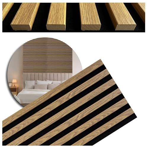 Deccart - Wandpaneele 270 x 30 x 2cm, Lamellenwand Holzpaneele Wand Wandpaneele, Filz und Holz, Wandverkleidung, Paneele Wall Lamellenwand, Holzoptik, Wandverkleidung - 1 Stück (Leichte Eiche)