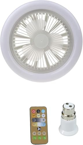 lfdhcn 30W Ceiling Fan with Light - E27 Socket and B22 to E27 Converter - LED Cooling Lamp for Home, Bedroom, Kitchen, Study, Dormitory