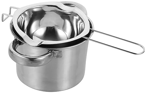 Garneck Stainless Steel Chocolate Melting Pot Set 14cm Double Boiler 400ml Capacity for Melting Butter and Cheese Kitchen Essentials for Baking and Fondue