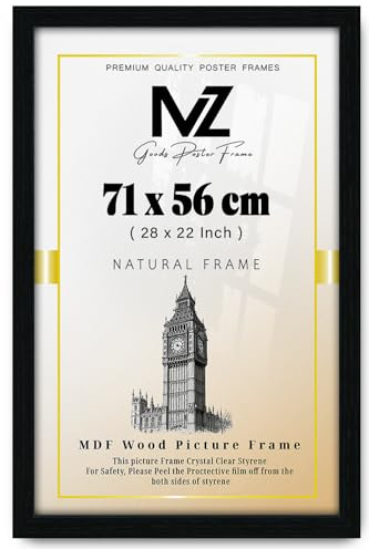 Modern Mdf Wooden Wide Black Frame | 56x71 CmPoster Frames Durable Sleek Acrylic Front | Jigsaw Puzzle Picture Frames Large Art Display For Home & Office Décor